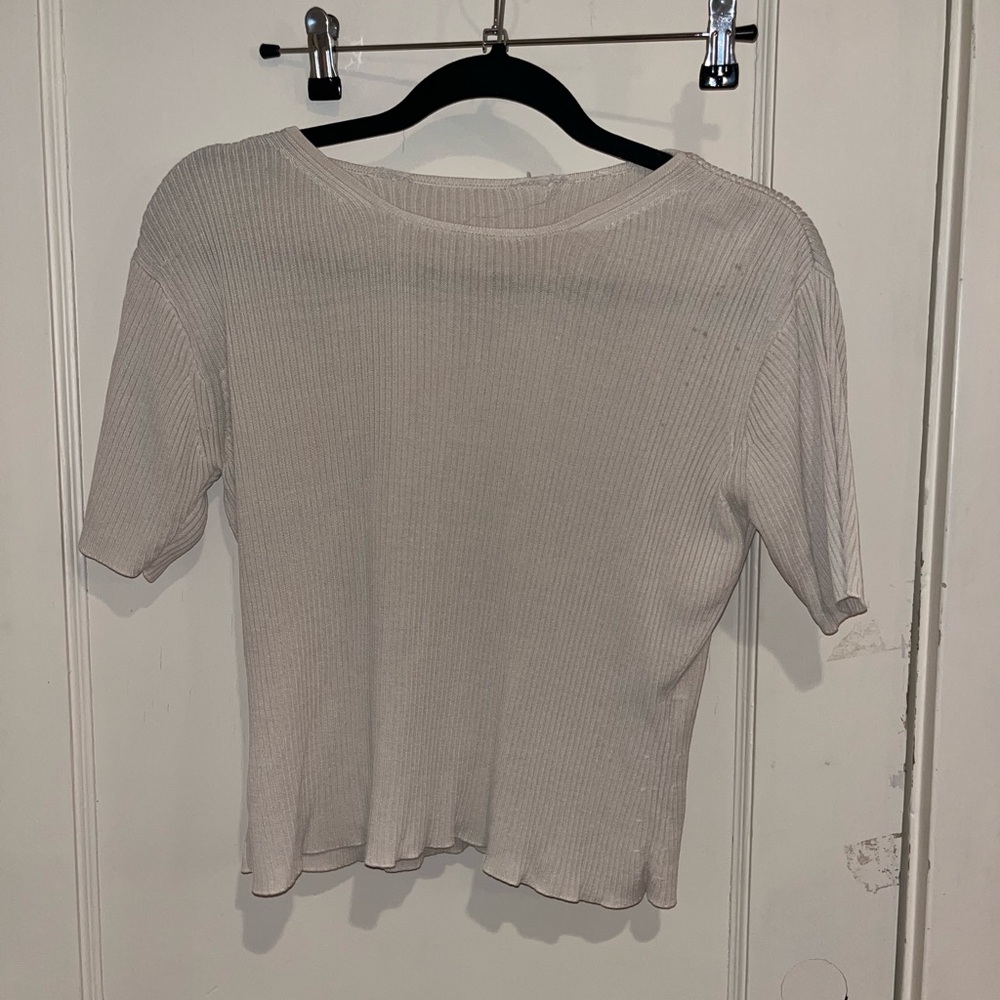 Silk ribbed cream short